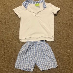 Classic Whimsy Blue Gingham Shorts & Matching Polo